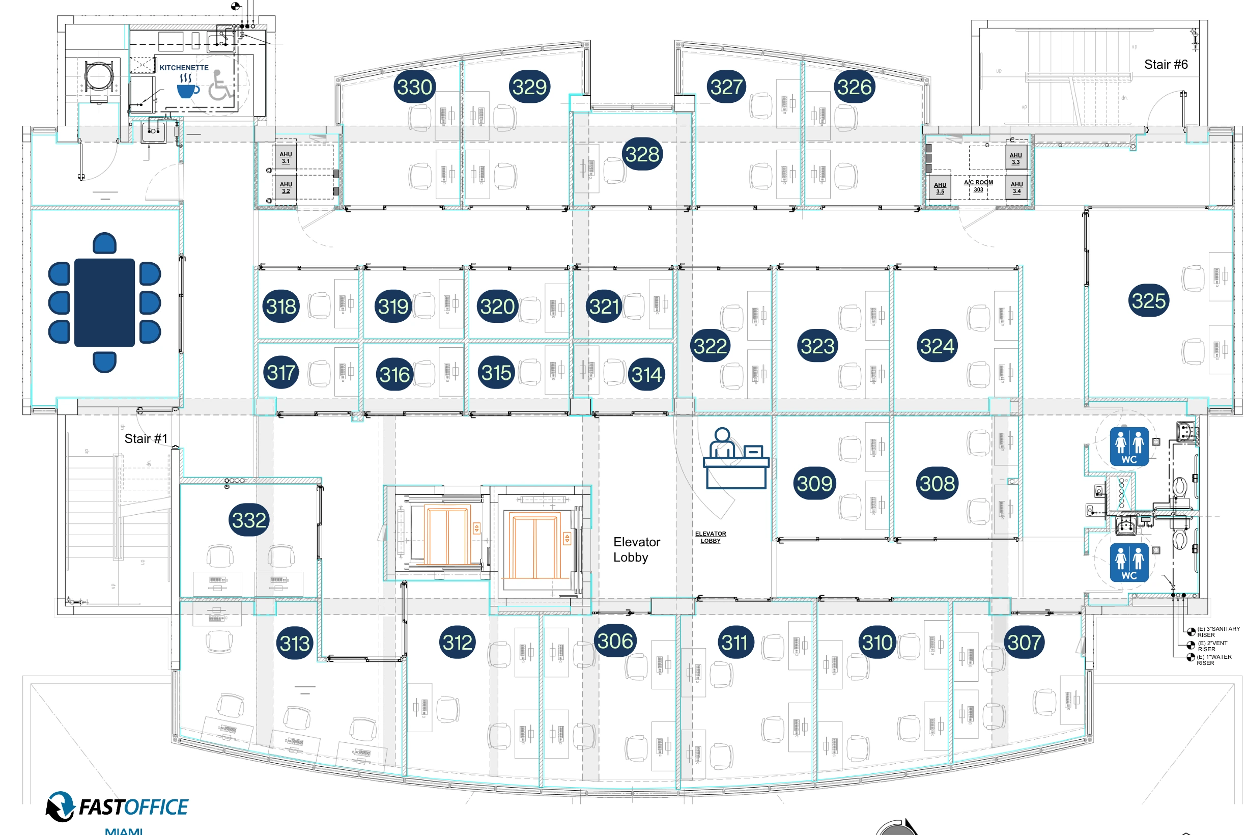 Third-floor architectural plan at 6936 Collins Avenue